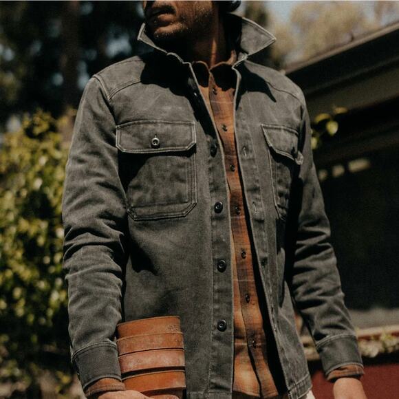 Taylor Stitch The Shop Shirt Boss Duck Coal Black Canvas Shacket - Picture 6 of 11